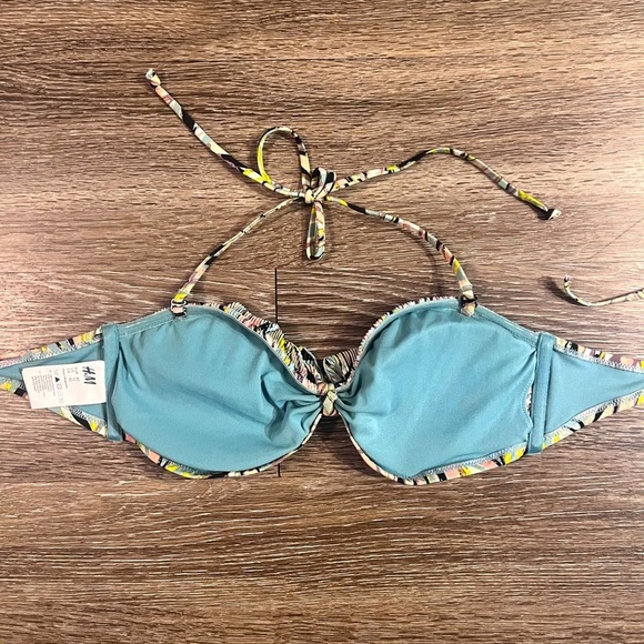 H&M | Boho Ruffle Trim Abstract Floral Bikini Top Size 10 Medium - Picture 3 of 4